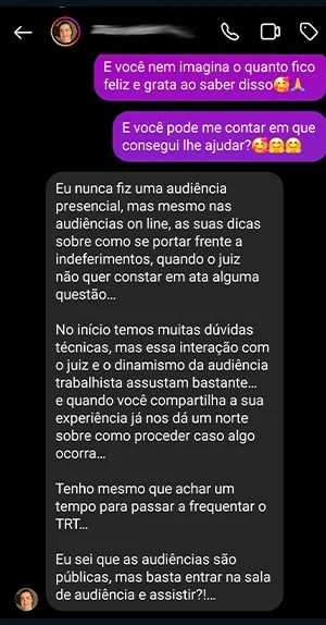 Depoimento de aluna